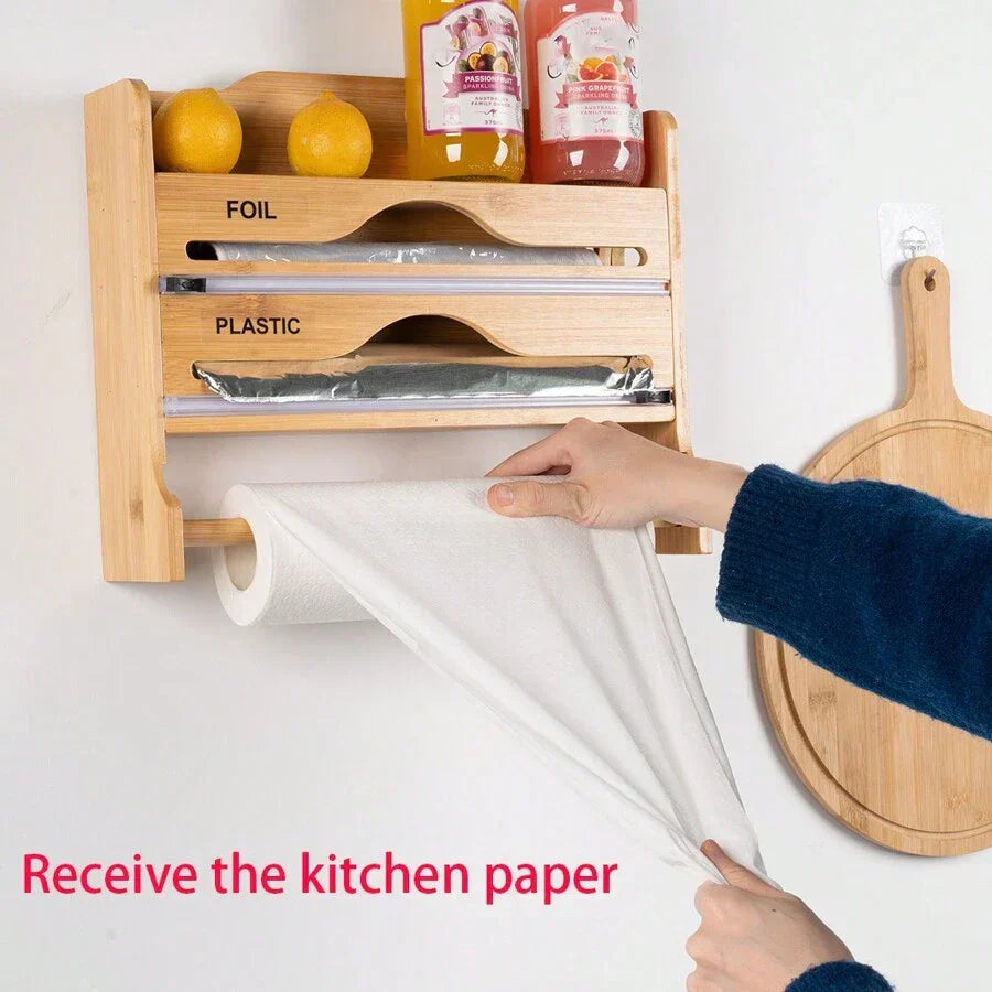 Porte-papier 4 en 1 en bambou